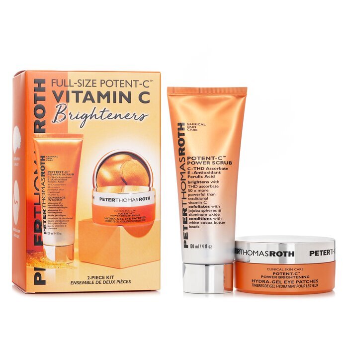 Peter Thomas Roth Full Size Potent C Vitamin C Brighteners 2 Piece Kit: Potent C Power Scrub 120ml + Potent C Hydra Gel Eye Patches 30pairs 2pcs