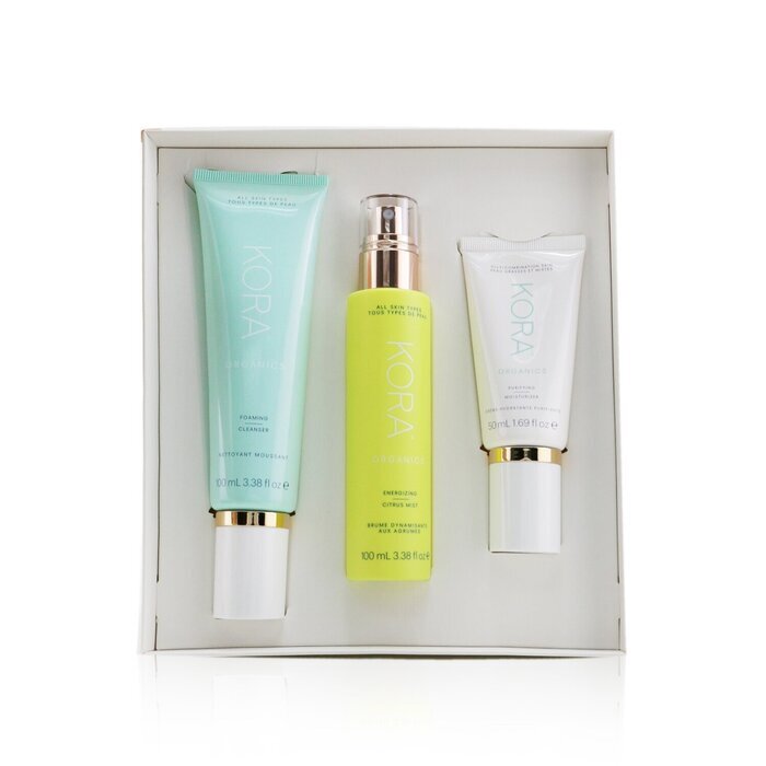 Kora Organics 3 Step System - Oily/Combination Skin: Foaming Cleanser 100ml+ Energizing Citrus Mist 100ml+ Purifying Moisturizer 50ml (Exp. Date: 02/2023) 3pcs