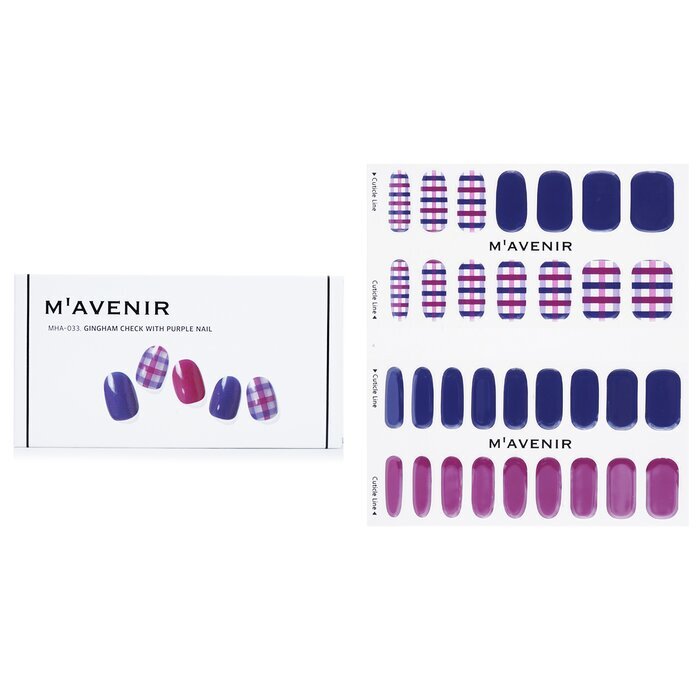 Mavenir Nail Sticker - # Gingham Check With Purple Nail 32pcs