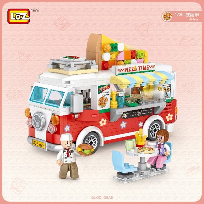 LOZ Mini Blocks - Pizza Car 14 x 18 x 8 cm