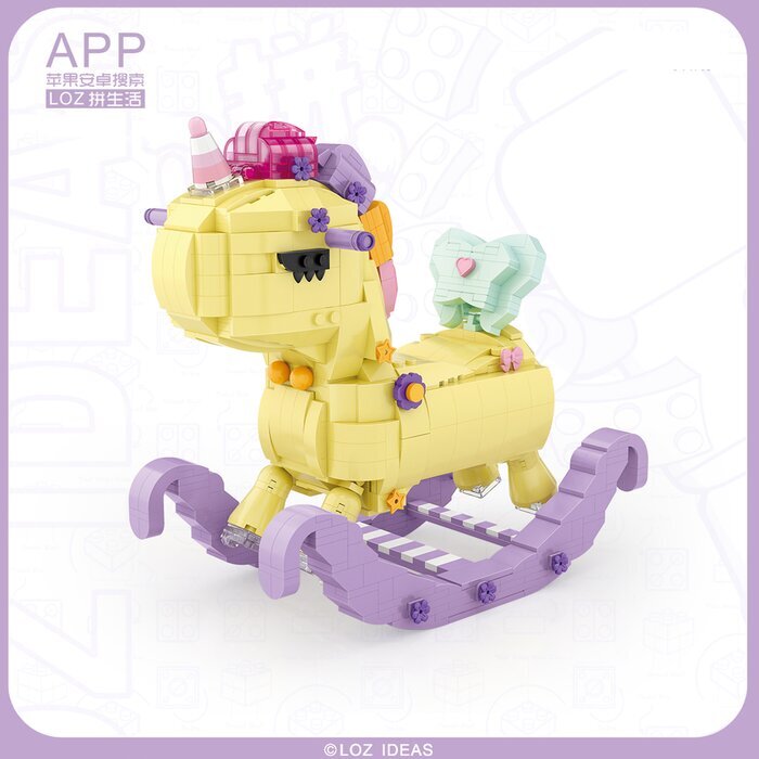 LOZ Mini Blocks Kids Building Series - Unicorn Rocking Horse 26 x 23 x 6 cm