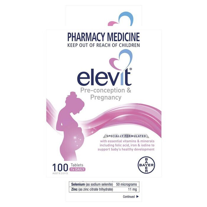 Elevit Pregnancy Nutrition Folic Acid Pregnancy Multivitamin - 100 Tablets 100pcs/box