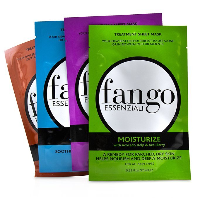 Borghese Fango Essenziali Treatment Sheet Mask Box Set (1x Moisturize Mask, 1x Purify Mask, 1x Calm Mask, 1x Energize Mask) 4x25ml/0.83oz