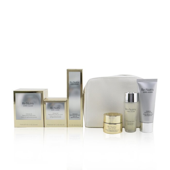 Estee Lauder Re-Nutriv Ultimate Lift Regenerating Youth Precious Collection: Creme 50ml+Serum 30ml+Eye Creme 15ml+Lotion 30ml+Cleanser.... 6pcs+1bag