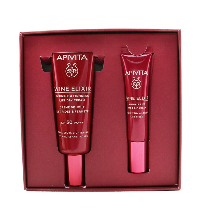 Apivita Wine Elixir Wrinkle Reduction & Firmness Gift Set: Day Cream SPF 30 40ml+ Eye & Lip Cream 15ml 2pcs