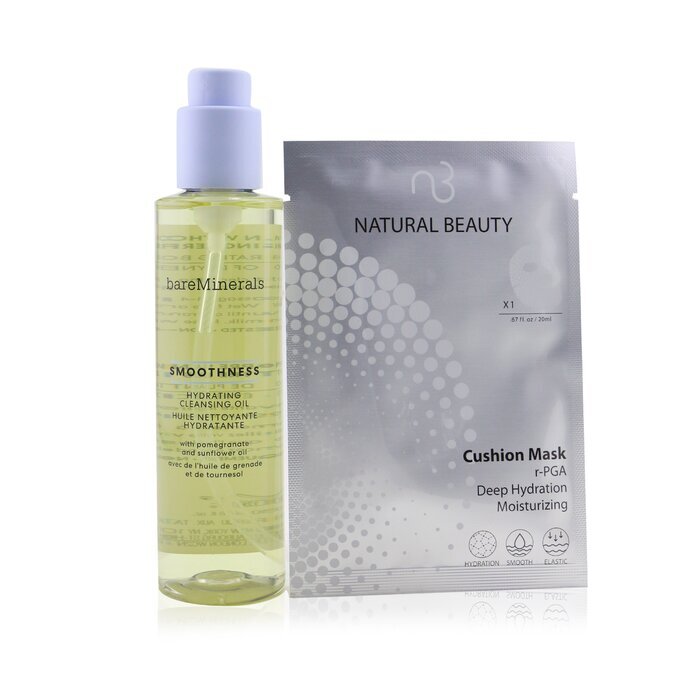BareMinerals Smoothness Hydrating Cleansing Oil (Free: Natural Beauty r-PGA Deep Hydration Moisturizing Cushion Mask 6x 20ml) 180ml+6x20ml