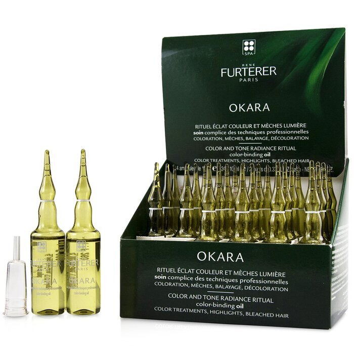 Rene Furterer Okara Color and Tone Radiance Ritual Color-Binding Oil -Color Treatments, Highlights, Bleached Hair (Box Slightly Damaged) 24x10ml/0.33oz
