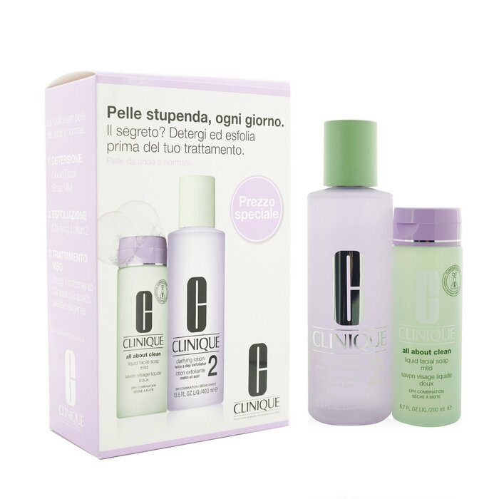 Clinique Clarifying Lotion 2 Set: Clarifyin/g Lotion 2 400ml+ All About Clean Liquid Facial Soap Mild 200ml 2pcs