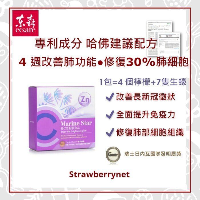 EcKare Marine Star Vitamin C + Zinc Powder - Elsholtzia Ciliata Hyland, Vitamin C, Sea Buckthorn Extract, Elderberry Extract 30 Packets