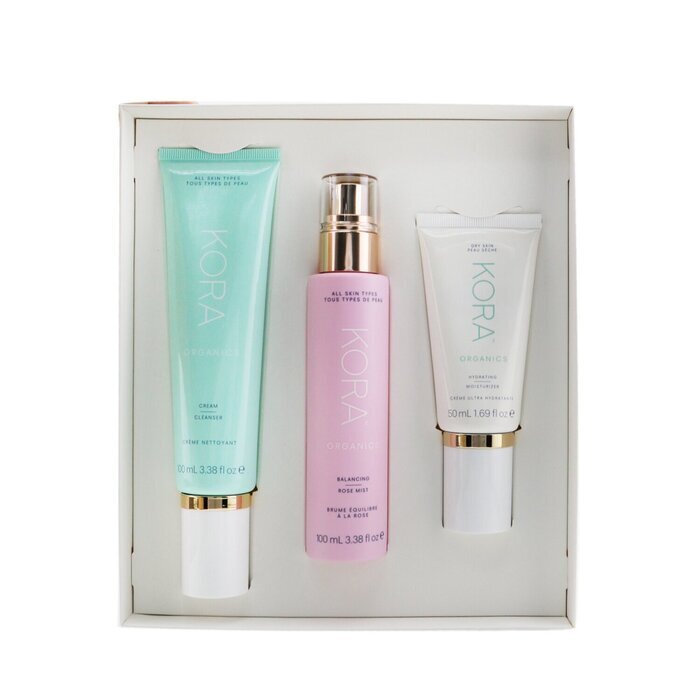 Kora Organics 3 Step System - Dry Skin: Cream Cleanser 100ml + Balancing Rose Mist 100ml + Hydrating Moisturizer 50ml (Exp. Date 06/2023) 3pcs