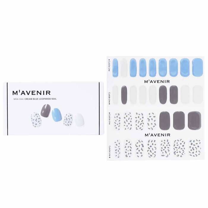 Mavenir Nail Sticker - # Cream Blue Leopardo Nail 32pcs
