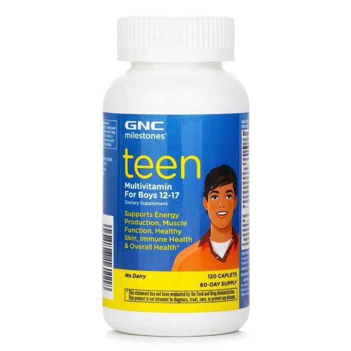 GNC MILESTONES® TEEN Mulitivitamin for 12 - 17 Boys  - 120 Capsules 120pcs/box