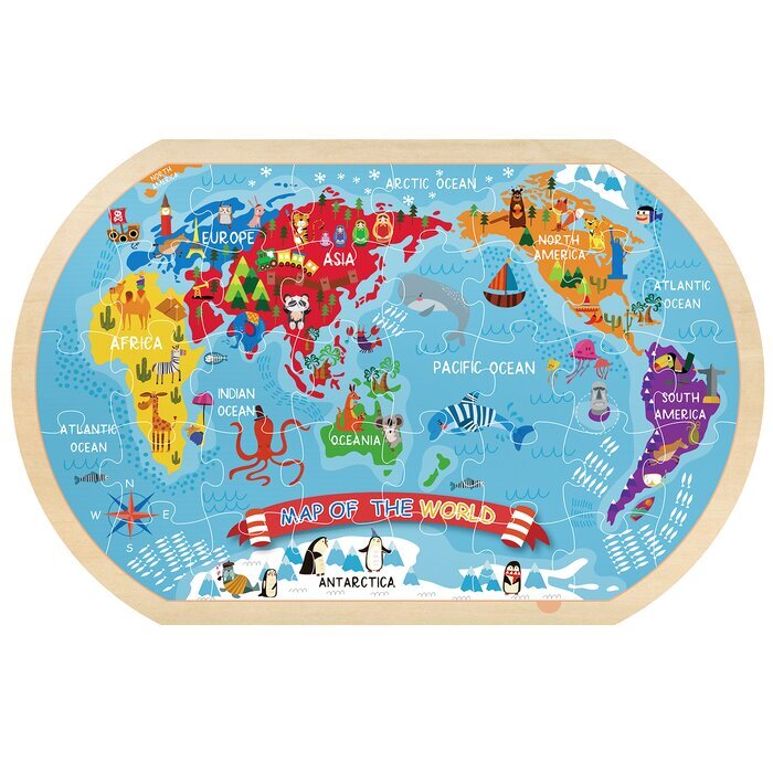 Tooky Toy Co World Map Puzzle 45x30x1cm