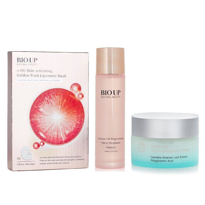 Natural Beauty BIO UP Treatment Essence 150ml + BIO UP a-GG Mask 5x25ml + mori beauty by Natural Beauty Day Cream 55g 3pcs