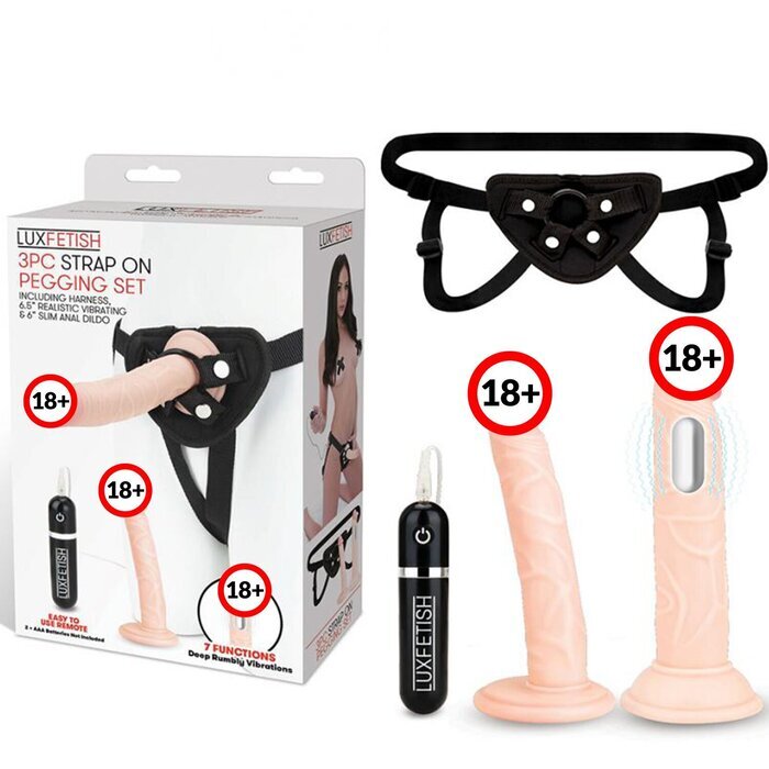 Lux fetish 3 PC Strap-On Pegging Set 1 pc